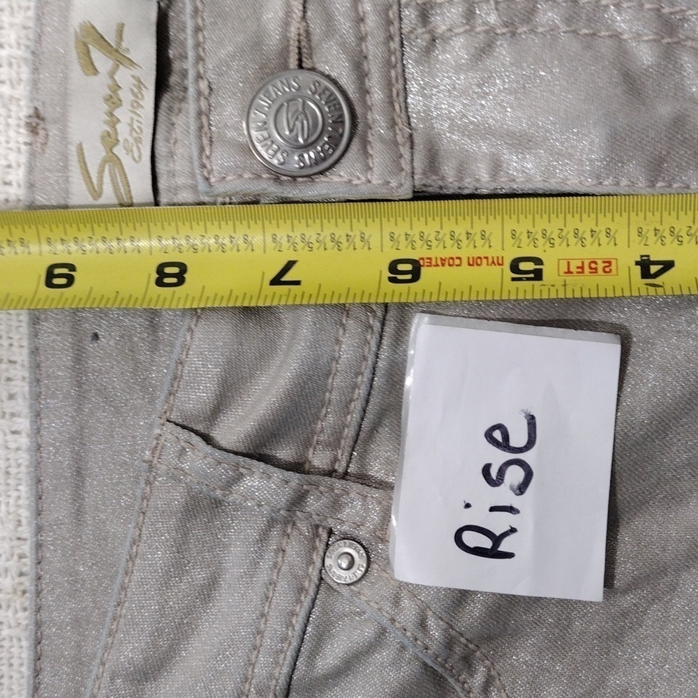 EUC Seven7 Tan Metallic Skinny jeans size 4 - Picture 8 of 15